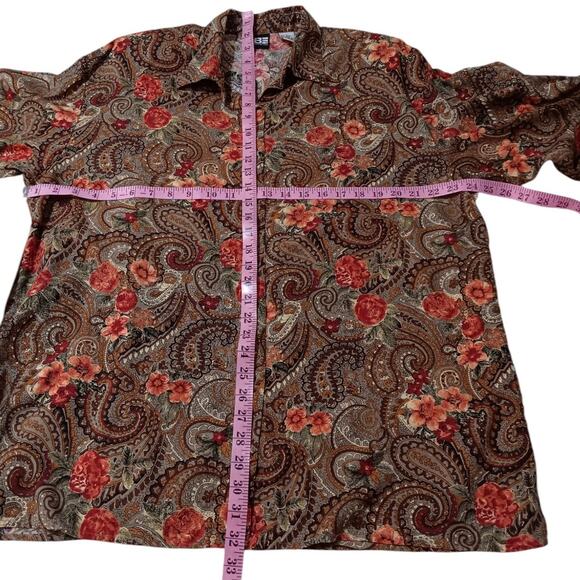 VINTAGE 80s 90s Floral Blouse Tunic Top LG Paisley Romantic Office Career Casual - Picture 5 of 10
